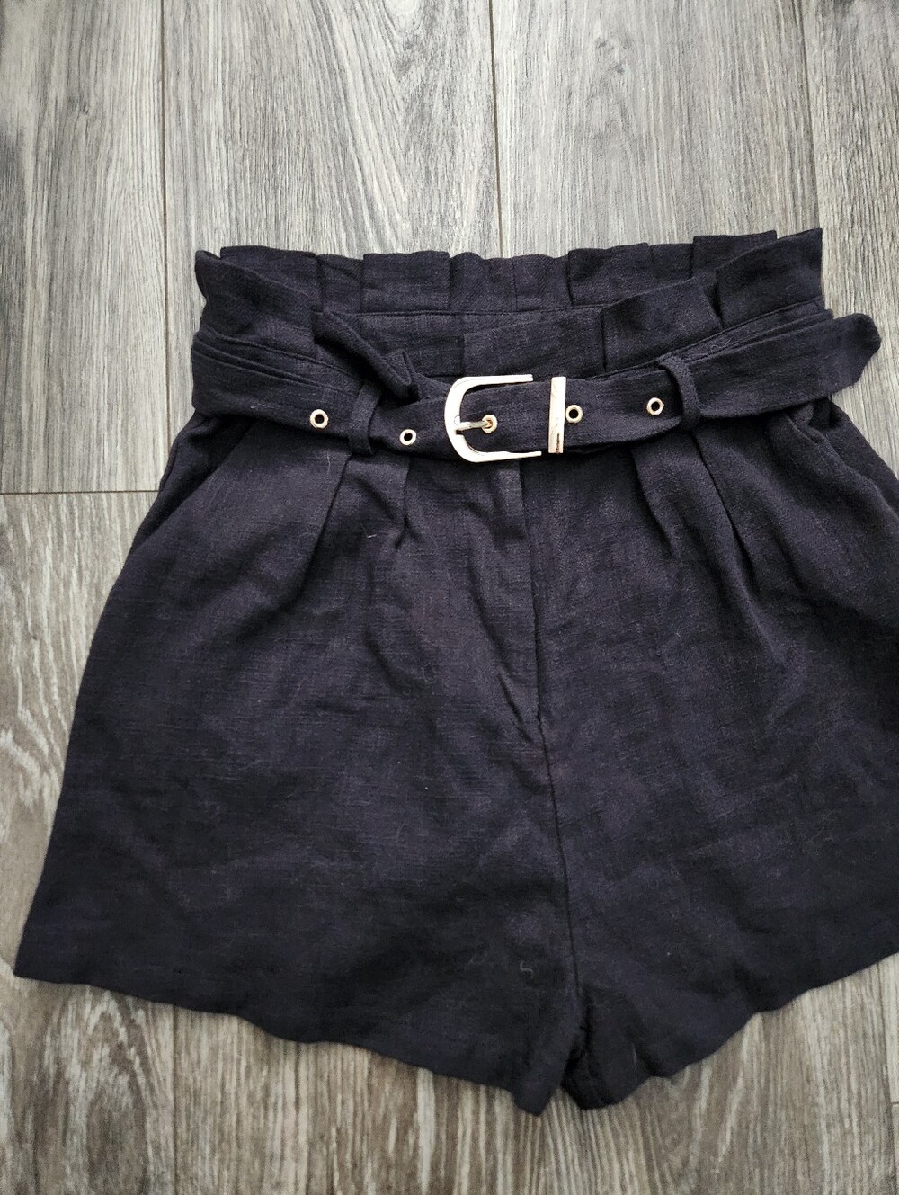 Runaway The Label Black Belle Paperbag Shorts Linen Cotton Size Medium 6